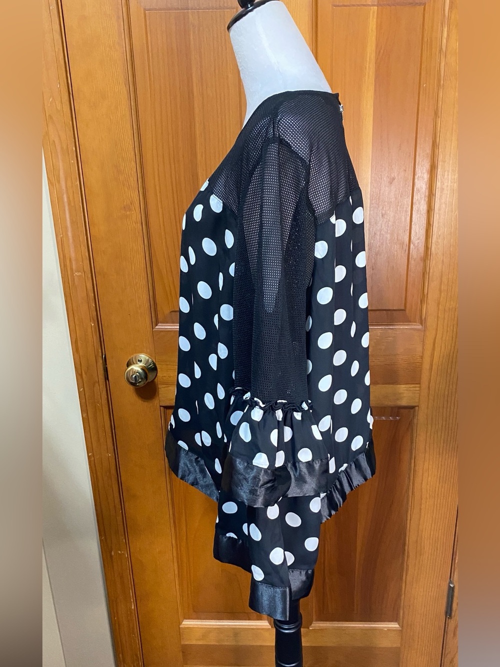 Ashley Stewart Plus Size Polka Dot Ruffle Sleeve Top - Picture 4 of 5